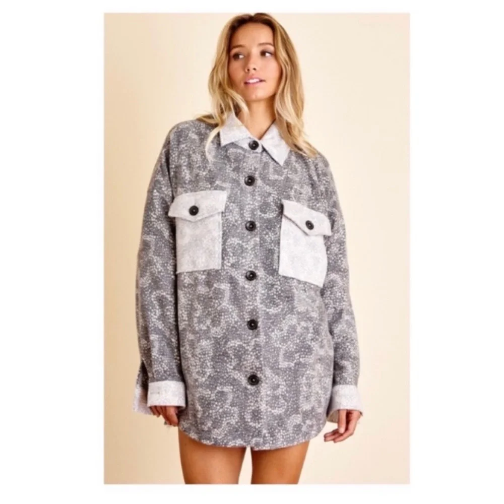 Brushed Print Soft Shacket - Picture 1 of 6